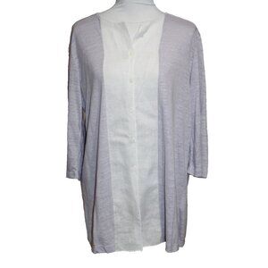 Amina Rubinacci Napoli Top Linen Lavender and White Mid-Length Women's Size 46
